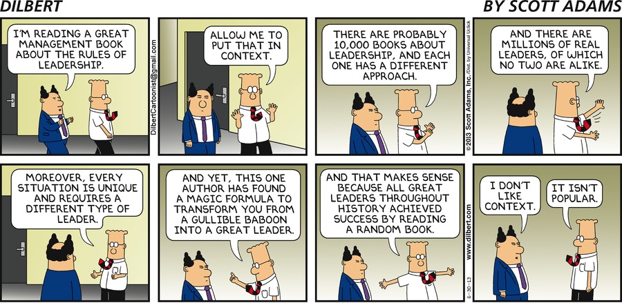 Dilbert-Comic über das eine Managementbuch.